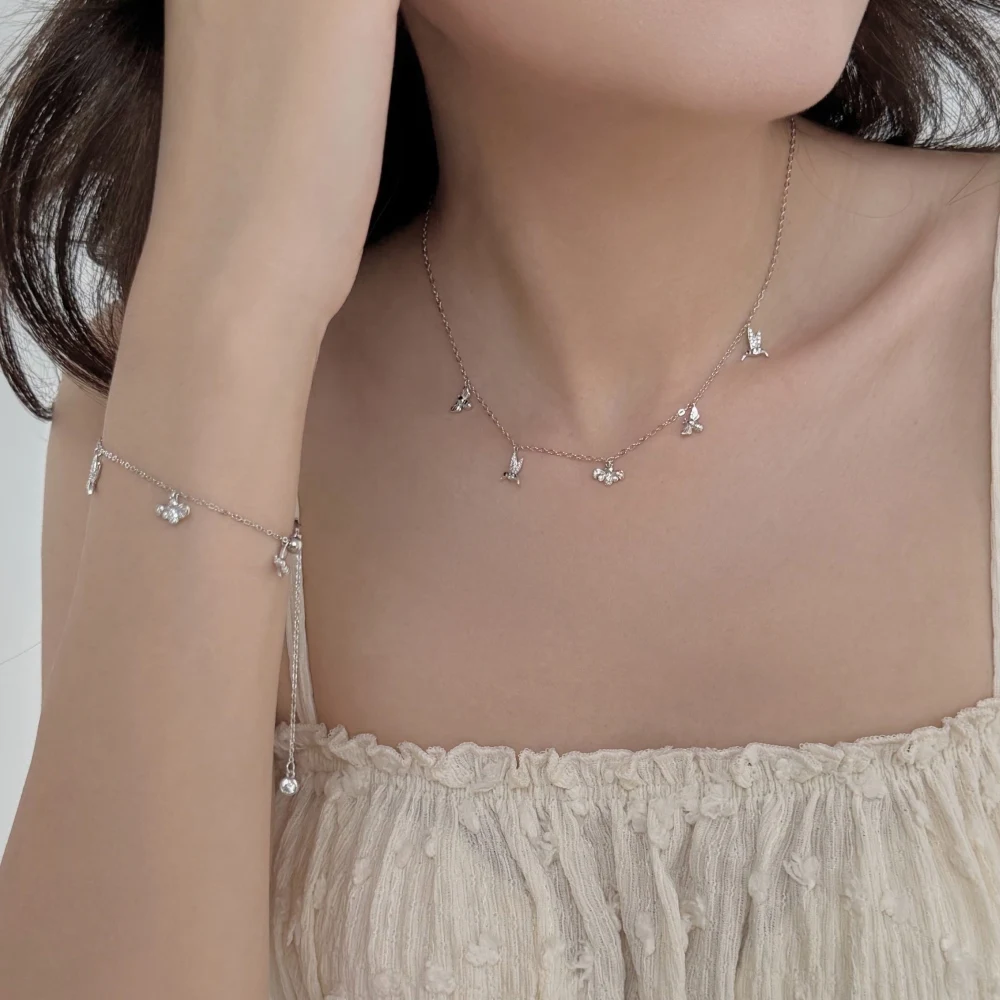 KAKODIY exquisite charm design 925 Sterling Silver chain 5A straight-pull cubic zirconia hummingbird pendant necklace women's daily wear jewelry detail 6