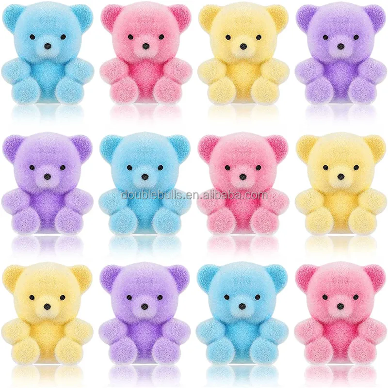 miniature flocked teddy bears