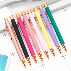 Popular Business & Student Black Ballpoint Pen 1.0mm Writing Width Soft Metal Click OEM ODM Laser Engraving for Office & School