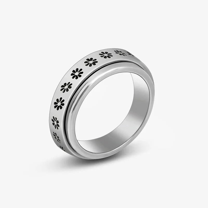 Sun Moon Stars Titanium Steel Rotating Ring Male Europe and America Stainless Steel Couple Ring Trinkets Fashion Jewelry Rings