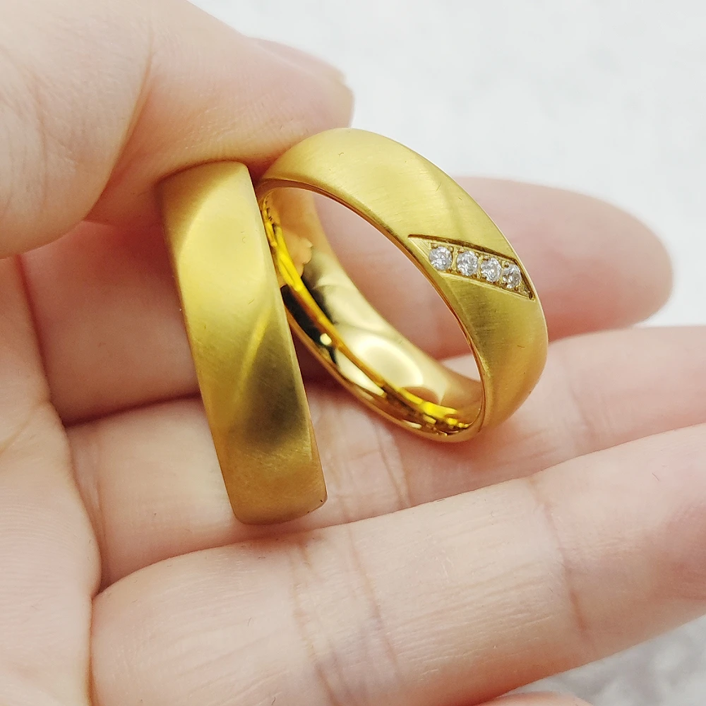 Love Wedding Couple Rings Gold 2018 Exclusive Designer Golden Couples  Wedding Engagement Rings For Men - Main Image