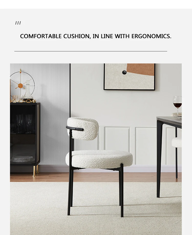 Modern Nordic Design Minimalist Chairs Fabric Velvet Upholstered Side