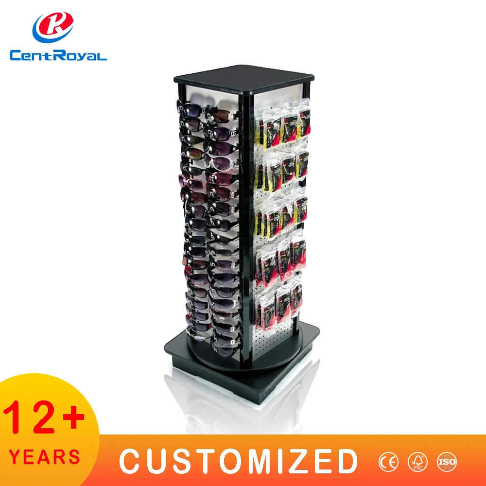 Custom Design Rotating Wooden Eyeglass Stand Floor Sunglass Display