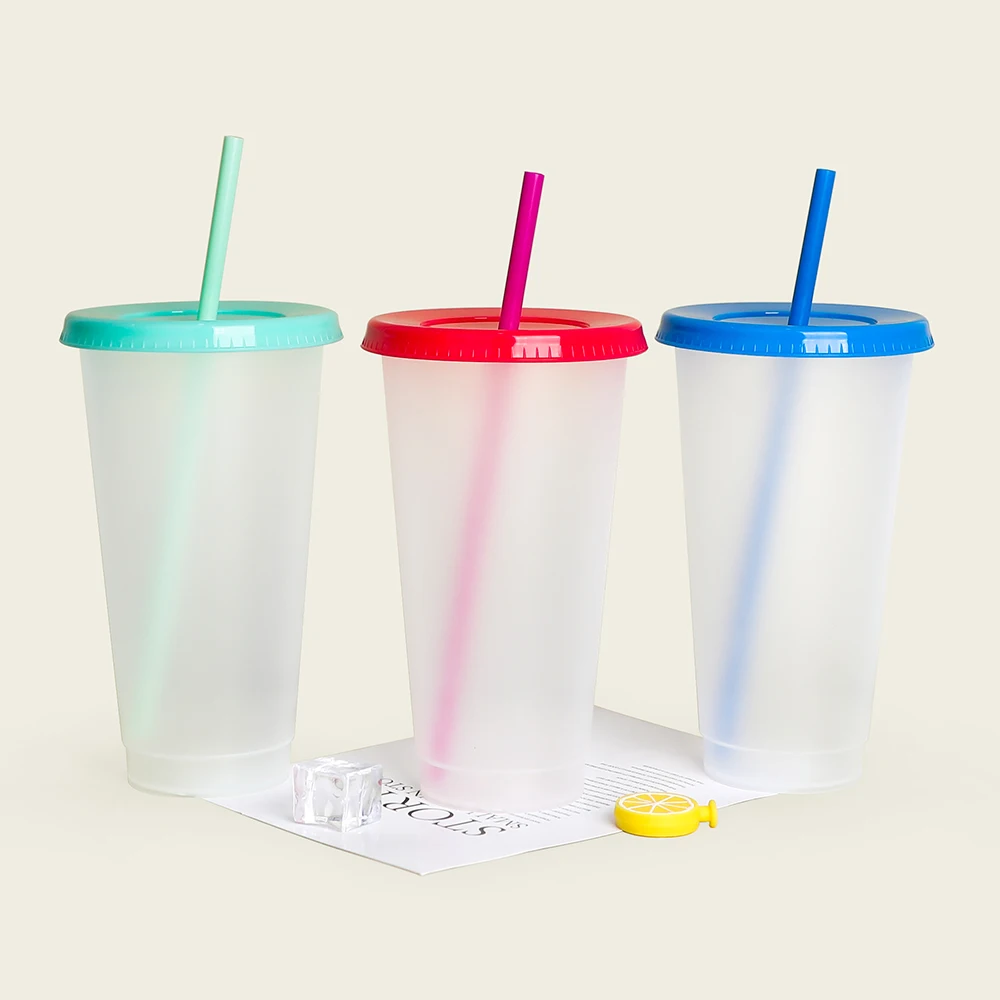 Custom Diy Bpa Free Stock 24oz Tumbler Clear Reusable Plastic Coffee 