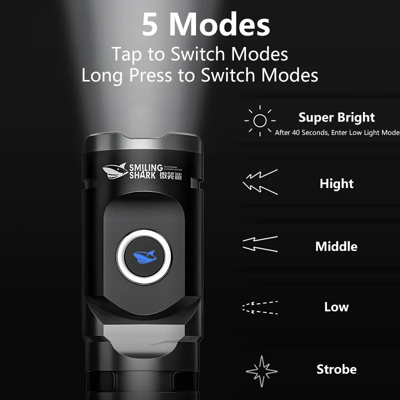 Ultralong Range 2000mm Rechargeable Scalable LED Tactical Flashlight with USB Flash Drive Waterproof Feature