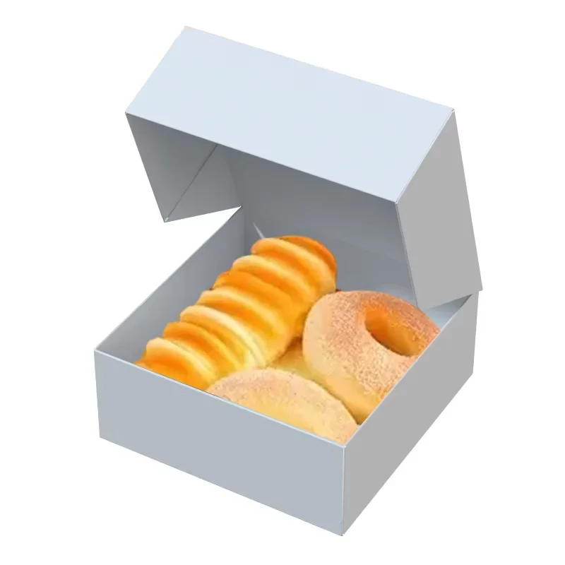 Custom Design Paper Cardboard Box Package Four Six Corner Glued Foldable Paper Cake Box