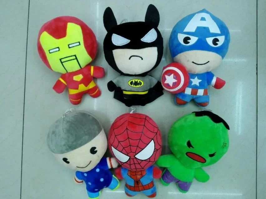 Factory Wholesale 17-20cm Super Heroes avengeres anime Stuffed Plush Toy Spider-man Iron mans Captain Crane Machine Plush Doll