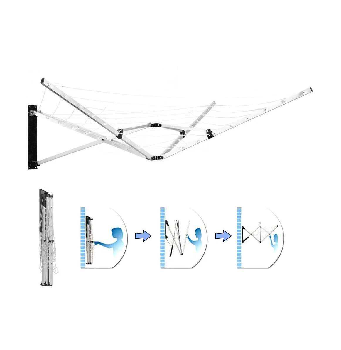 5 Arm 26m Wall Mounted Folding Clothes Airer Dryer Folding Concertina