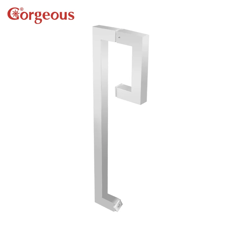 Modern Commercial Sanding Bright G-Shape Square Tube Shower Room Stainless Steel Back to Back Push Pull Glass Door Handles