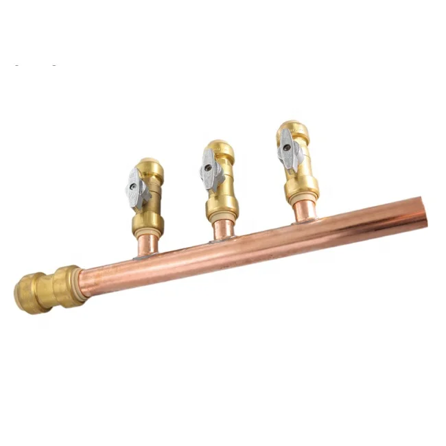 Cupc Lead Free Open End 1/2" Ball Valve X 3/4" Copper Water Manifold