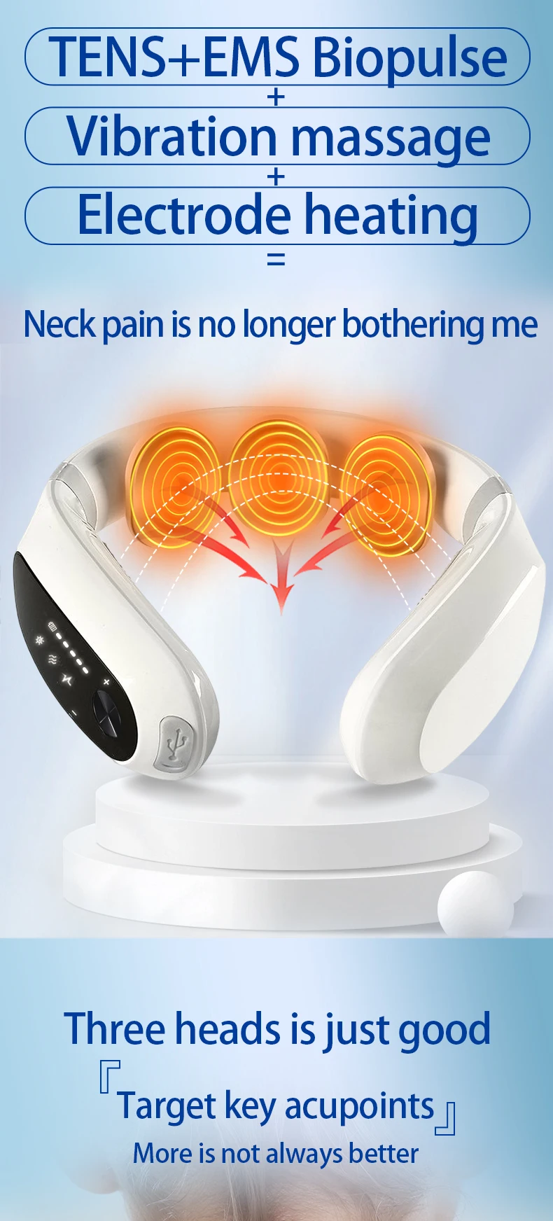 HEZHENG New Best Selling Smart Neck Massager with TENS Health Wellness Care Therapy Treatment Pain Relief Device