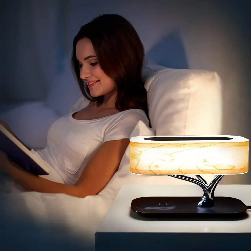 Smart Wireless Charger Tree Table Lamps Led Night Light Bedside Desk Lamp With Bt Music Speaker for Room