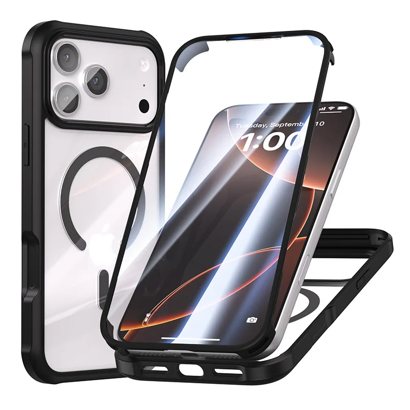 High Transparency Tempered Glass Phone Case Magnetic for iPhone 17 Pro Max 17 Air Magnetic Clear Phone Case