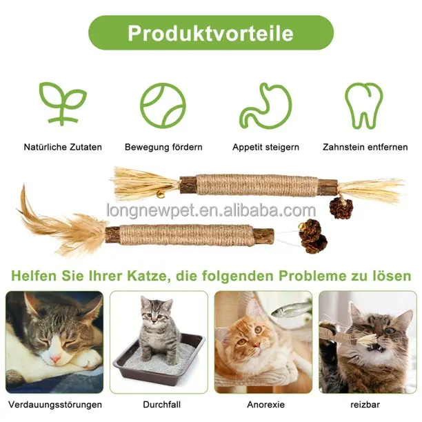 Longnew Pet Natural Silvervine Matatabi Cat Chew Sticks Blend Sticks