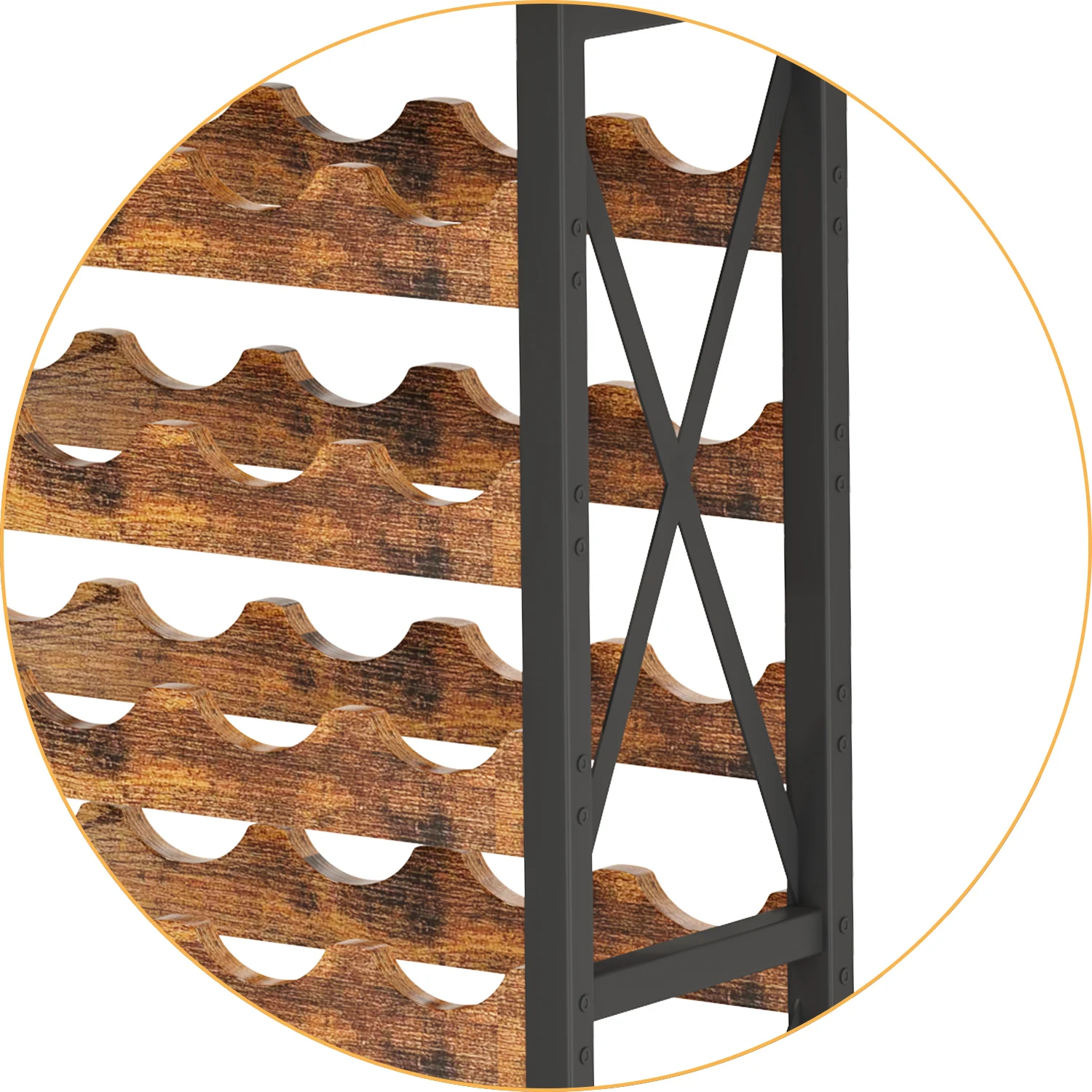 product 56 bottle wine rack freestanding floor wooden wine storage shelf stackable wine rack with tabletop for living roomkitchen-7