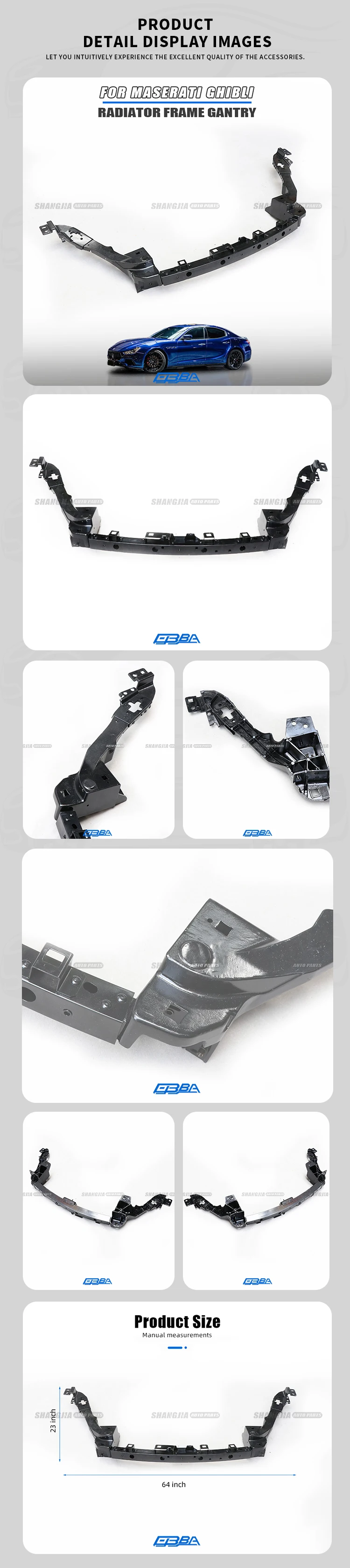 For Maserati 2020 Ghibli M157 Front Locksmith Carrier air Intake Radiator Core Support Upper Center Tie Bar 673008133 673002746 manufacture