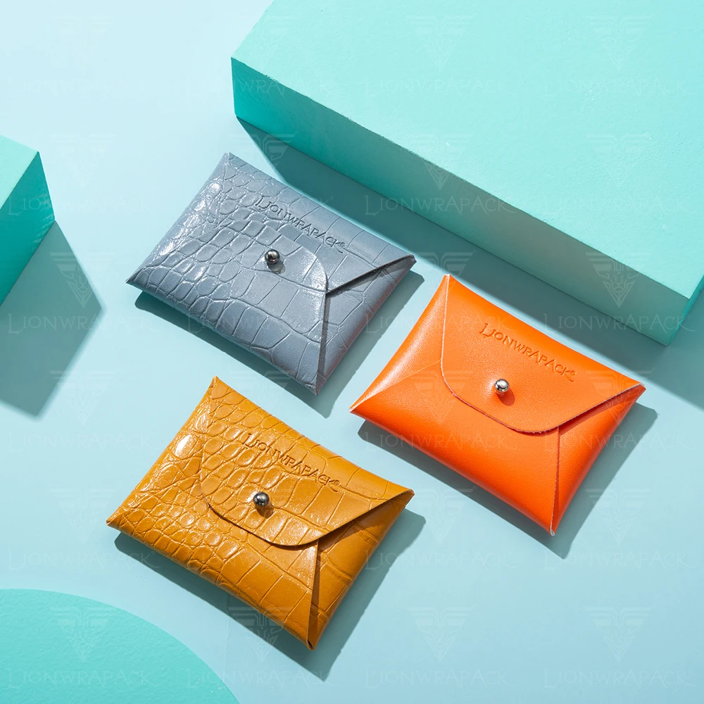 Custom Leather Jewelry Pouch With Debossed Logo Envelope Jewelry