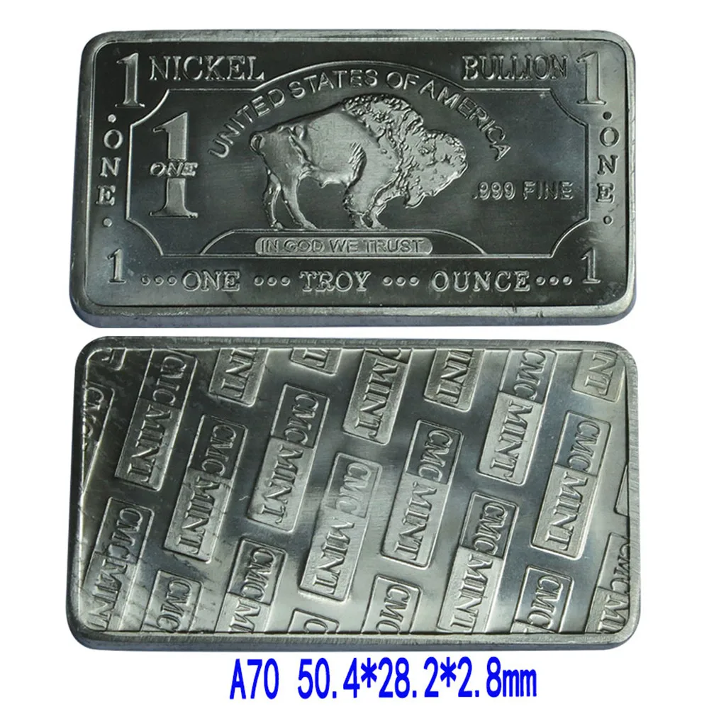 Wholesale 1 Oz Nickel Bullion Bars 999 Fine Nickel Buffalo Bar A70 ...