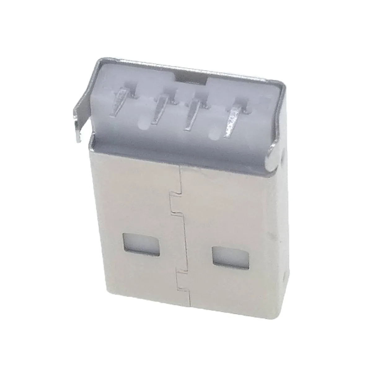 10 Connettori USB 2.0 Tipo A Maschio A 90° Per Montaggio Su PCB, Terminali 4 Pin, Colore Bianco, Per Notebook E Fotocamere