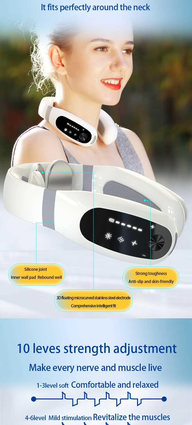 HEZHENG New Best Selling Smart Neck Massager with TENS Health Wellness Care Therapy Treatment Pain Relief Device