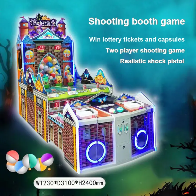 High Profit Coin Operated Carnival Halloween Shooting Arcade Booth Game Machine for 2 Players