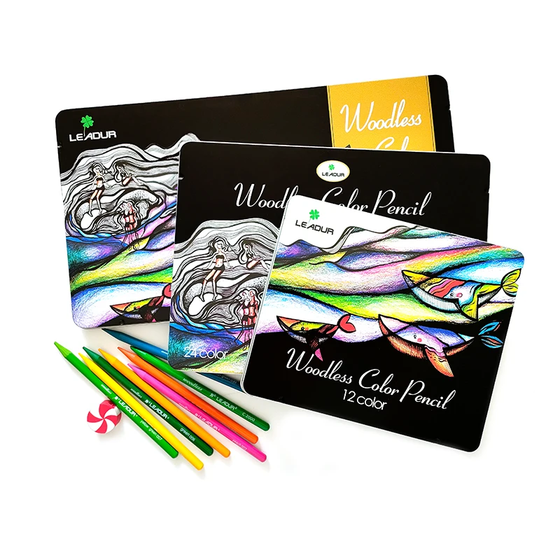 Leadur наборы цветных карандашей без дерева для студентов начинающих взрослых цветные карандаши рисования