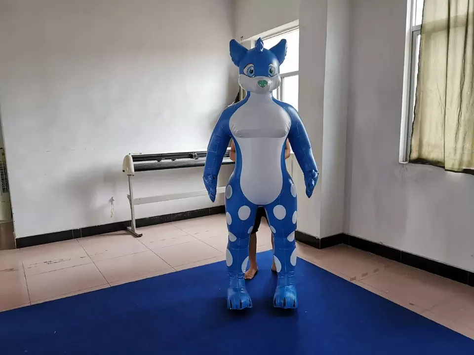 Newest Design Inflatable Cartoon  PVC Inflatable Blue fox Suit Advertising