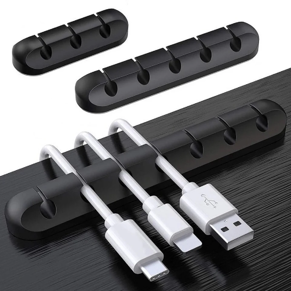 Silicone USB Cable Organizer with Winder and Clips Desktop Tidy Management for Mouse Headphone Bag Wire Organizer Accessory