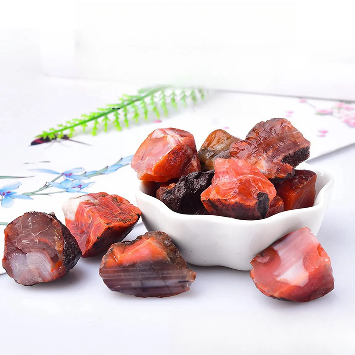 Natural Carnelian Irregular Raw Ore Nature Agate Rolling Stones Unpolished Carnelian 100g Per Bag