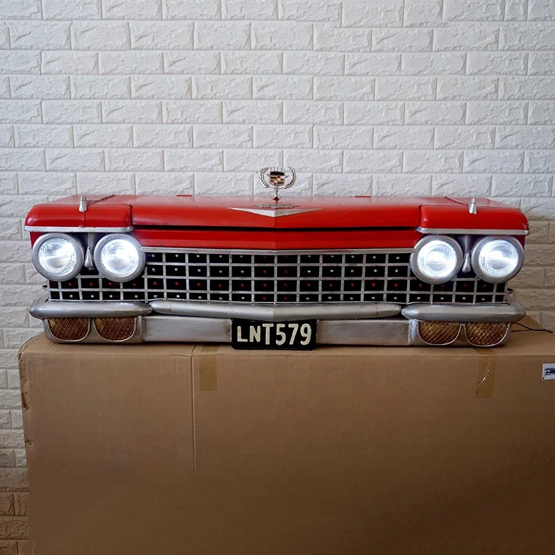 Vintage Iron Wall Decoration - Red Car Front 3D Metal