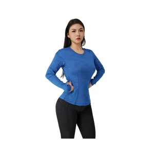 Customized logo Summer Women's Solid Sports Top,round-neck Sports Long-sleeved T-shirt , Suitable for High-quality Women,Gym
