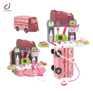 Chengji Playhouse Doctor Pretend Toys Building Role Play Set 3in1 Deformation Education Medical Toy Equipment for Kids Plastic