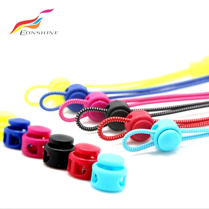 Safety Reflective 40"  No Tie Round Plastic Fastening Lock System Elastic Shoe Laces with Clip for Kids