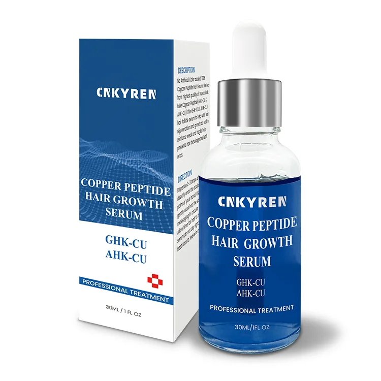 Organic Ghk-cu Hair Growth Serum Hyaluronic Acid Infused Moisturizing Blue Copper Peptide Nourishing Smoothing Hair Loss