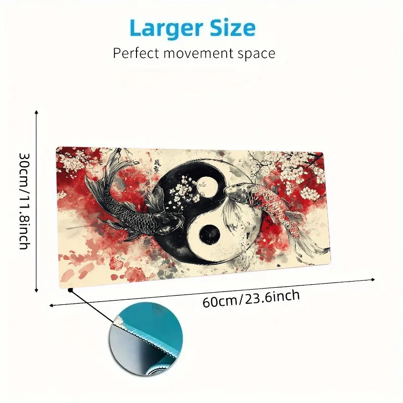 Yin-Yang Diagram Traditional Chinese Painting PC Gaming Mouse Pads Gamer Mats Teclado Er aperçu 4