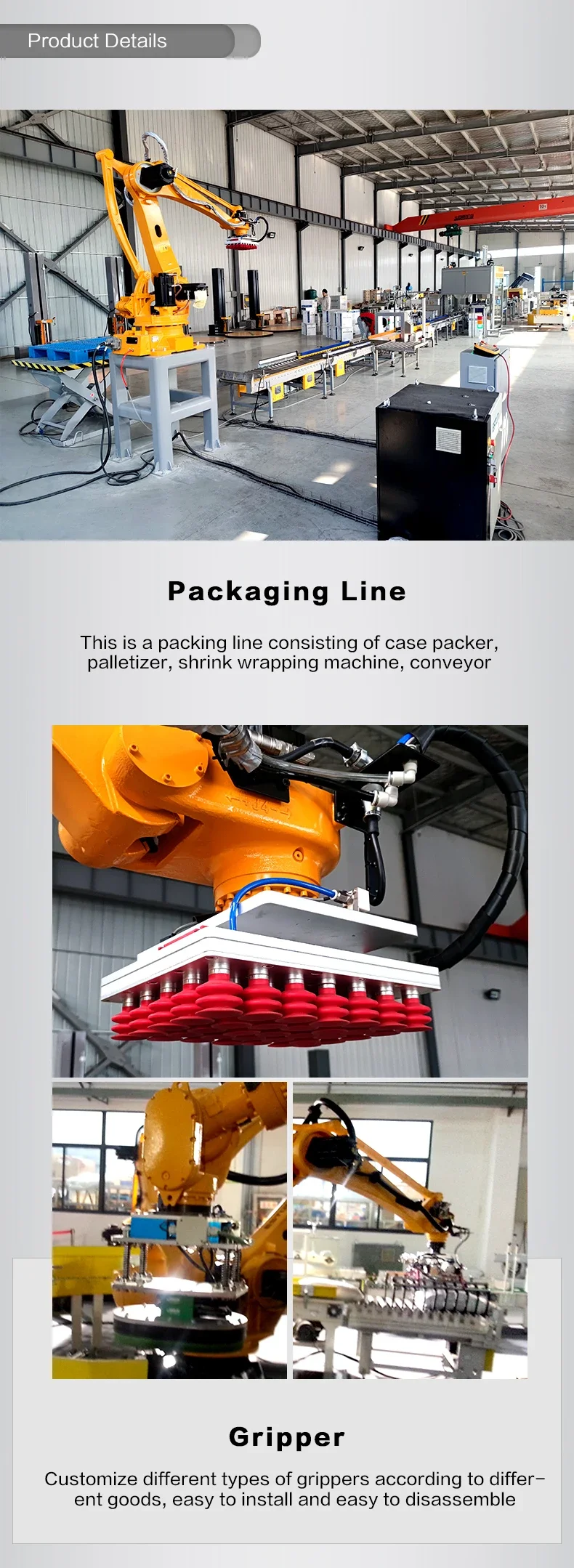 Automatic Palletizer Robot Arm Palletizing Machine for Pallet Wrapping ...