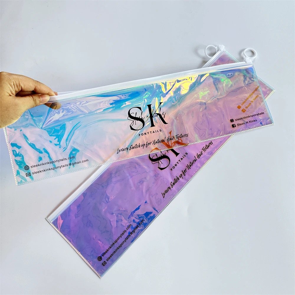 Luxury Customized Print Long Plastic Packaging Bags For Hair Wigs