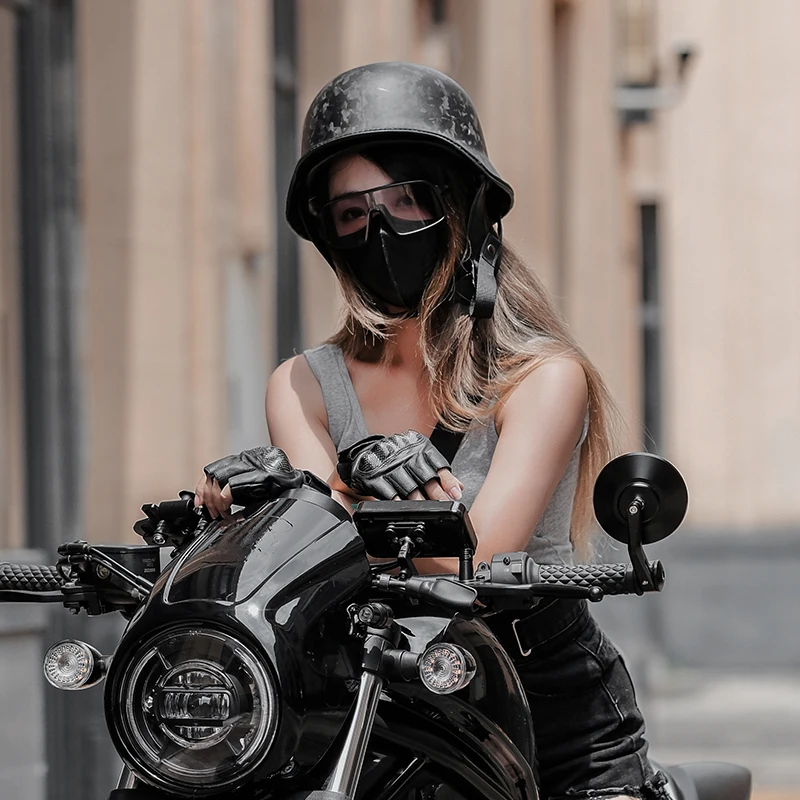 fashion helmet motorcycle Hot Leathers Gloss Black The Hanz German Style Vintage Half HLT75 Hand Washable Interior Hot Leathers Gloss Black The