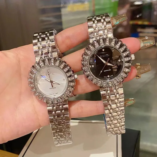Xiangjia Vintage Quartz Watch for Ladies New Diamond-Encrusted Steel Band Simple Temperament Alloy Case Glass Stock Wholesale