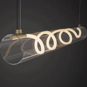 Italian Designer High-End Art Simple Modern Long Line Island Light Lamps High-end Restaurant Chandelier