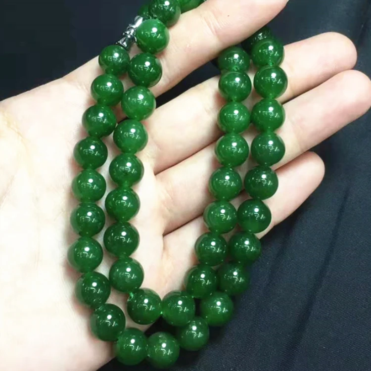 Green Jade Gemstone Beads Necklace Jewelry