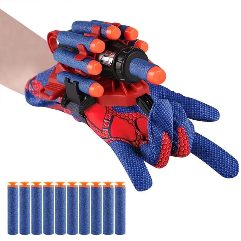 Spider Launcher Soft Elastic Sucker Spinning Jet Sticky Wall Soft Bullet Gun Children Hero Wrist Toy