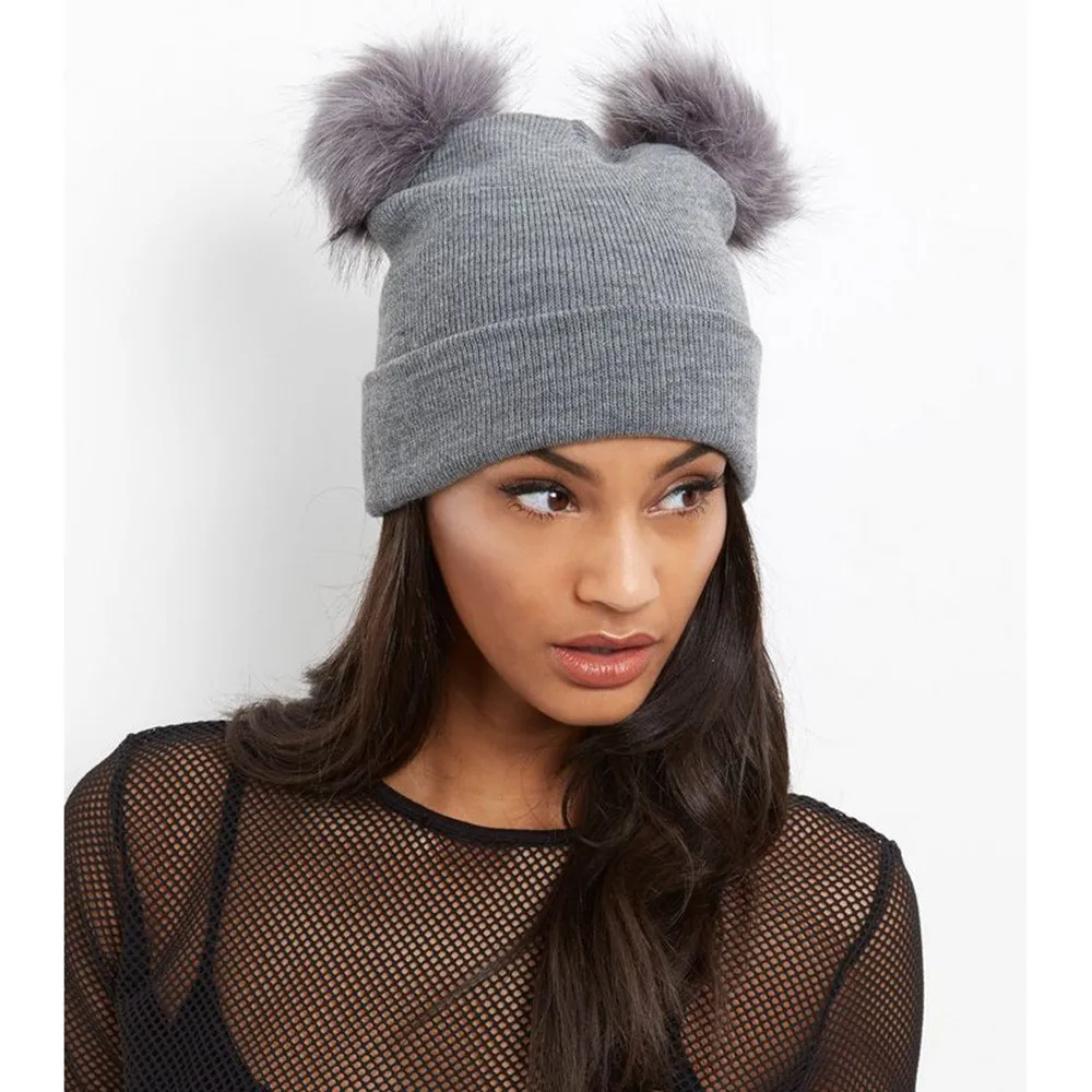 double pom pom hats womens