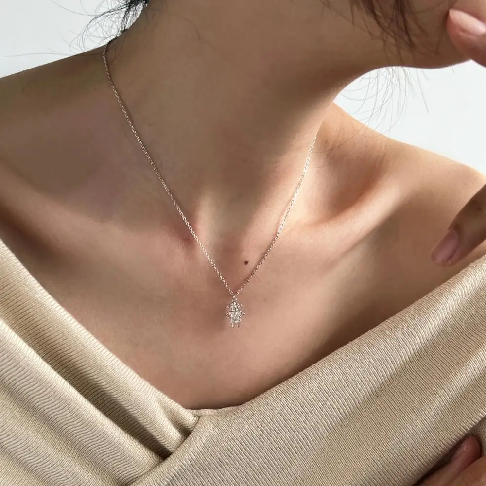 KAKODIY little boy doll pendant luxury 18K gold plated zircon jewelry 925 sterling silver couple necklace detail 5