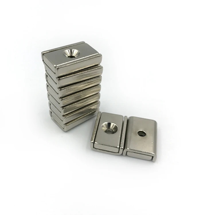 Неодимовый пользовательский квадратный магнит супер постоянные магниты N42 с потайным отверстием