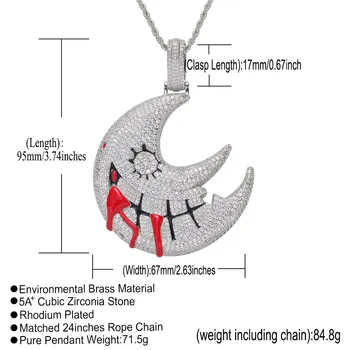 Hip hop moon big iced out pendant necklace and trippie redd the same  paragraph exaggerated funny for man jewelry| Alibaba.com