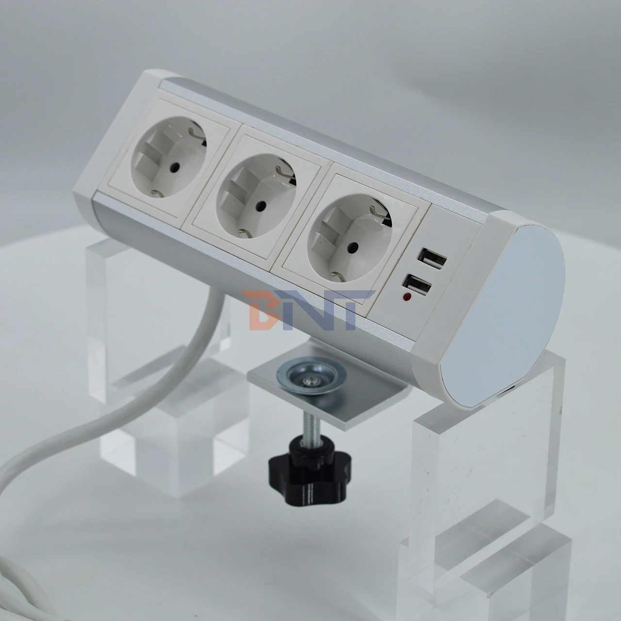 2024 Dual USB Tabletop Socket With Hot Clamp Conference Clamp Table Socket With 3 AC Outlets IP44 Level 5A Rated Current