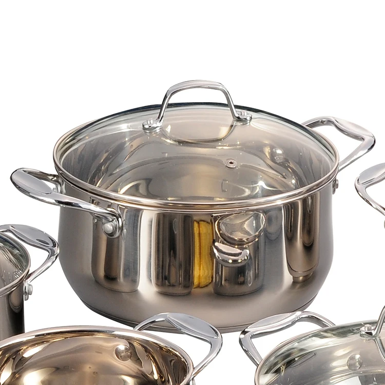 High Quality Double Handle Cooking Pots Luxury Stainless Steel Induction Cookware Sets supplier