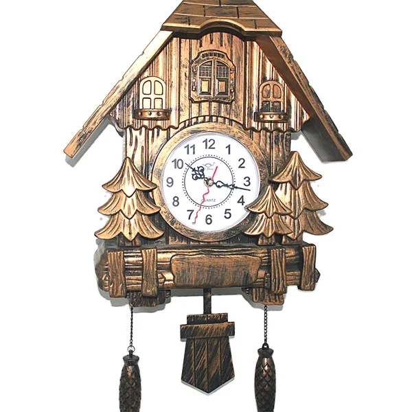 Whole Point Out Window Time Muted Bronze  Wall Clock Living Room Creative Wall Clock Antique Cuckoo Wall Clock