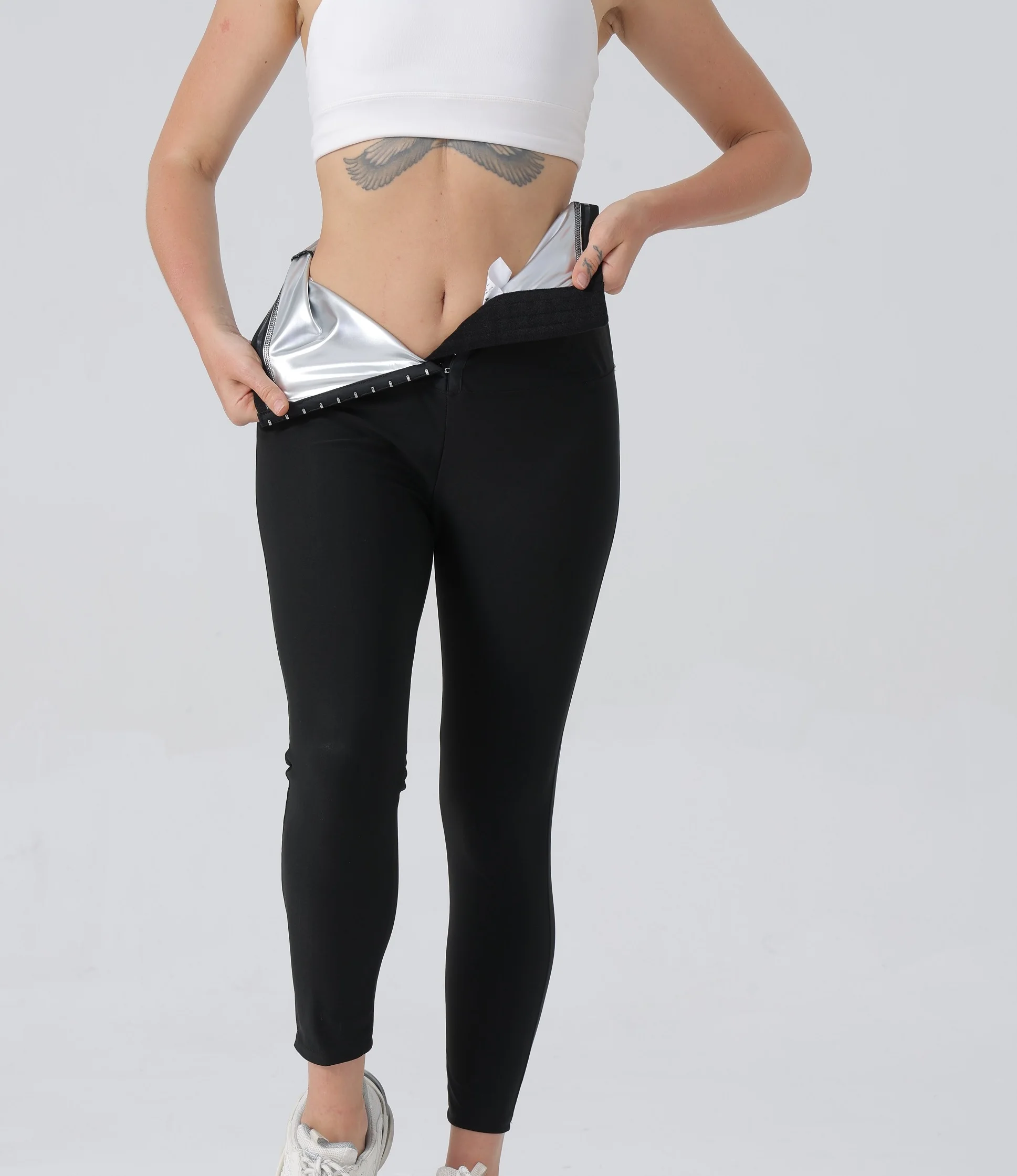 Sauna Sweat Shapewear Leggings Pants Boxing Workout Suit Waist Trainer Shaper Sweatsuit Exercise Fitness Gym Women